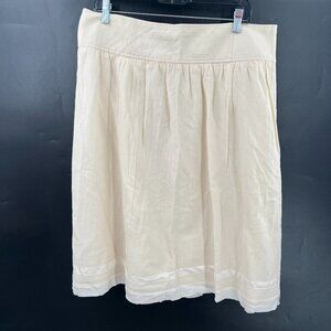 Banana Republic cream ivory pleated 100% wool a-line midi skirt lined career 14
